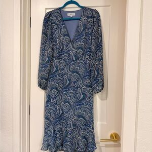 Lucky Brand Blue Paisley Long Sleeve Dress